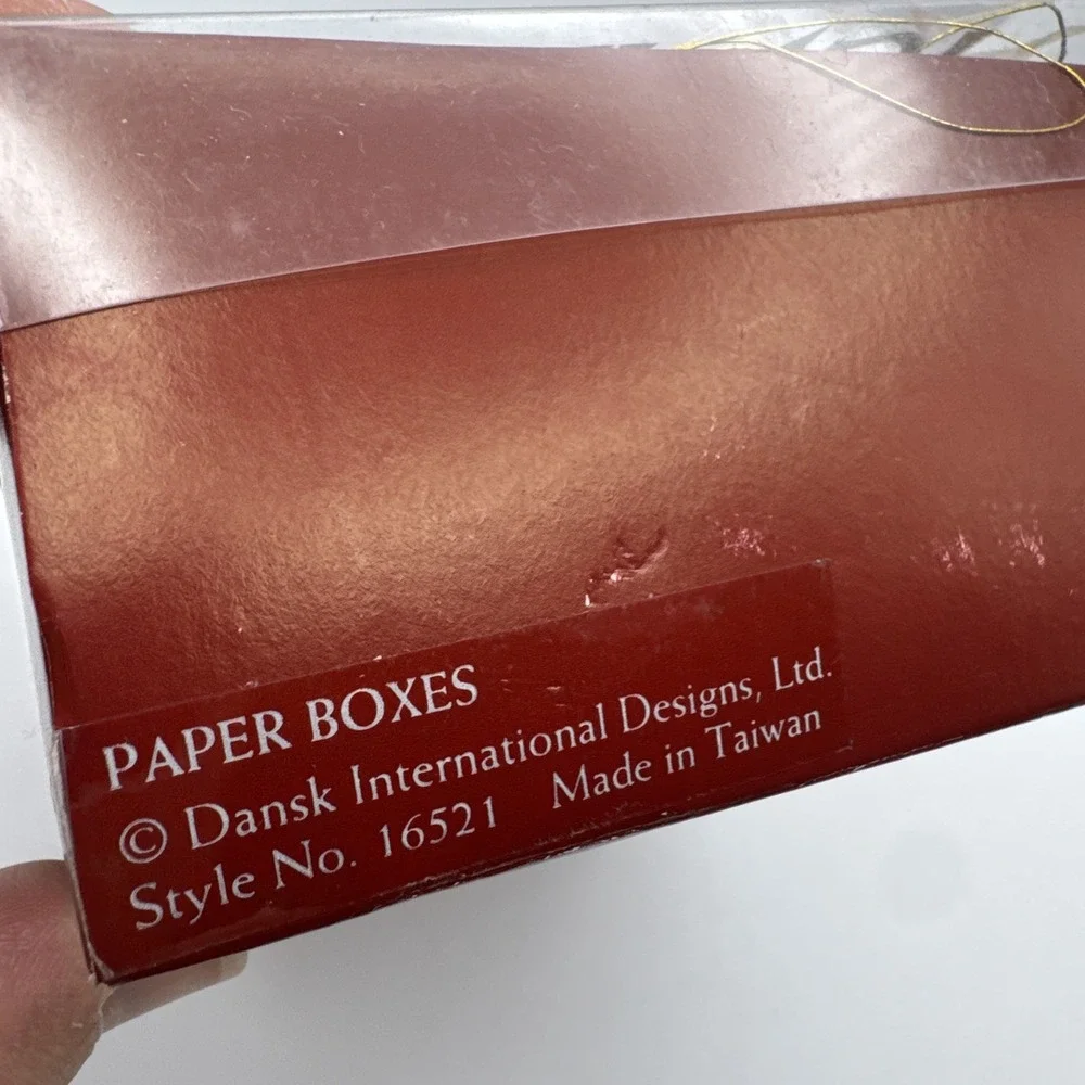 Vintage 80s Dansk‎ Christmas Ornaments Presents Paper Mache Ribbon Set 6 Box